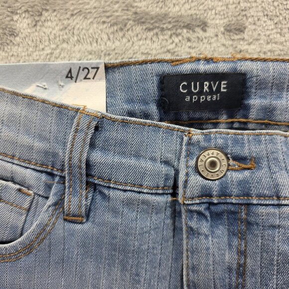 Curve Appeal Jeans Womens 4 High Rise Essential Skinny Pinstripe Denim Pants - Picture 4 of 11